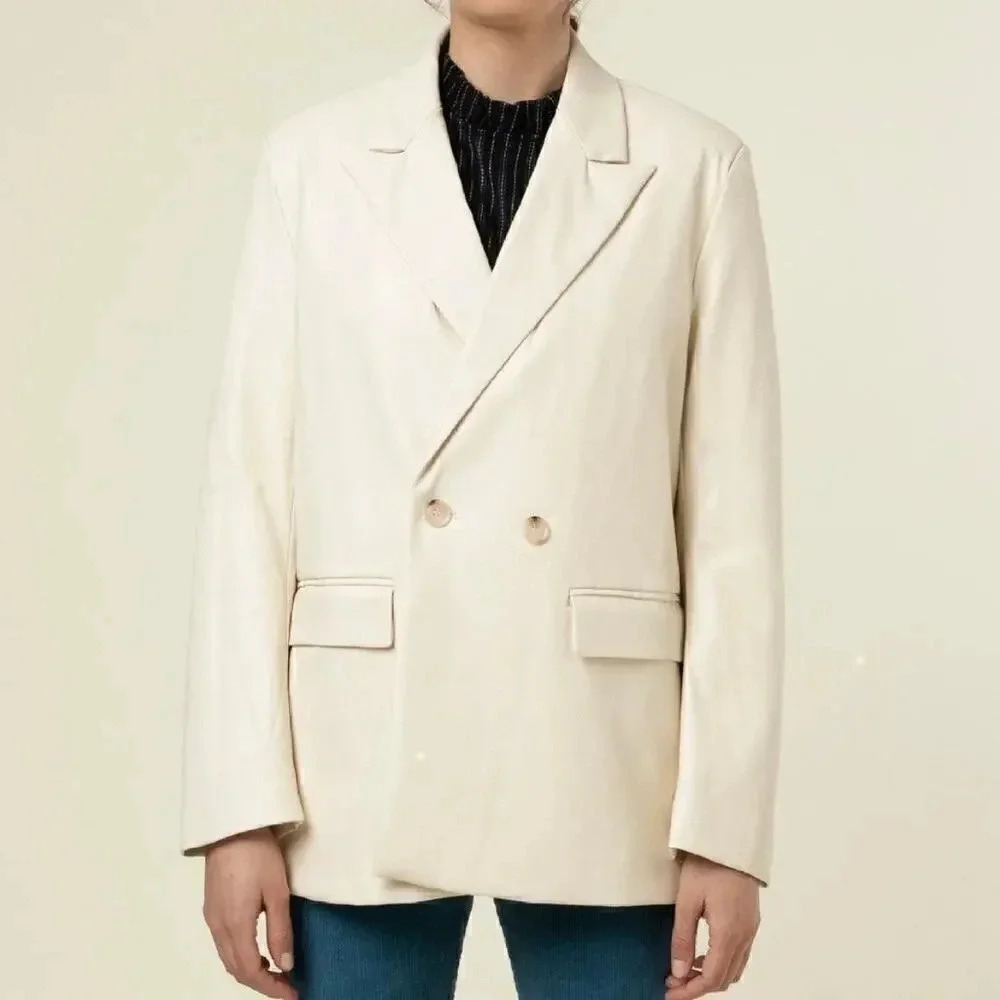 FRNCH Garance Cream Vegan Leather Blazer